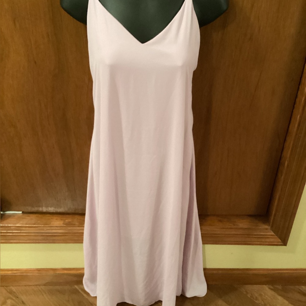 Everly Pale Lavender Midi Dress with V-Neckline